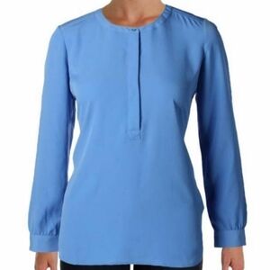NYDJ Henley Tunic Popover Blouse Sky Light Blue Small